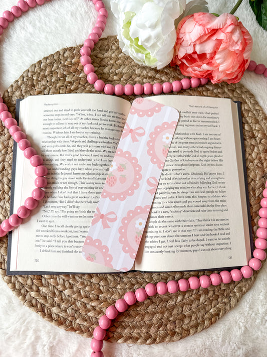 Cottagecore Strawberries & Bows Bookmark