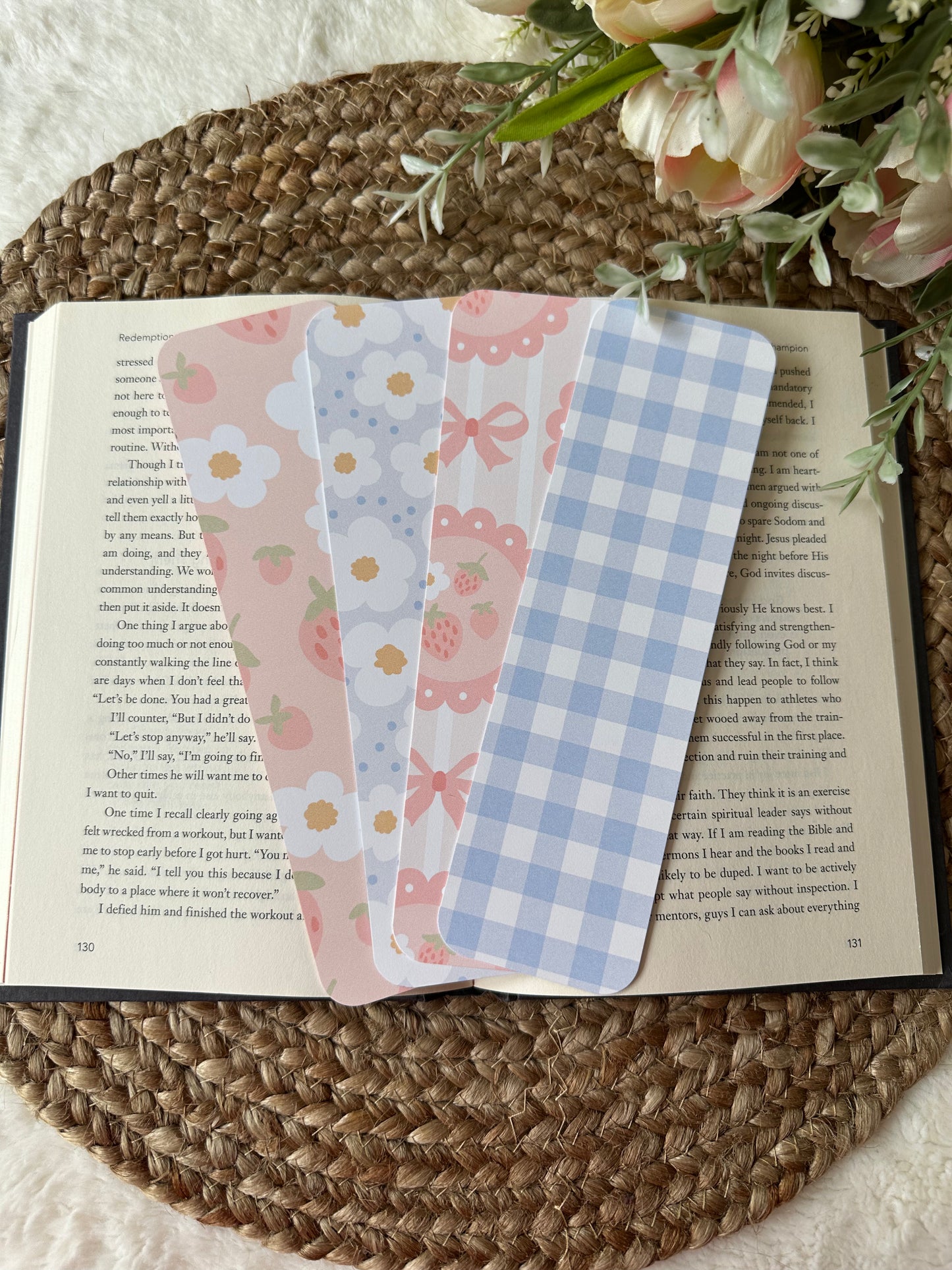 Cottagecore Strawberries & Bows Bookmark