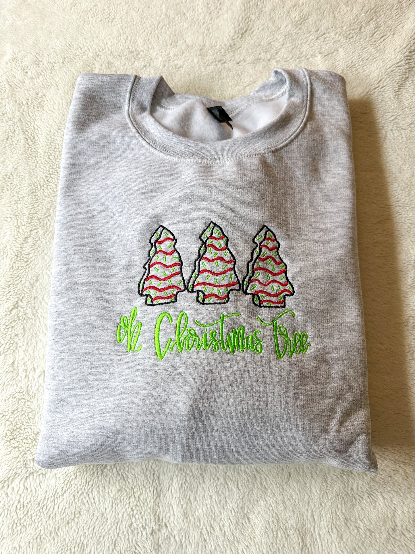 Oh, Christmas Tree Embroidered Crewneck Sweatshirt