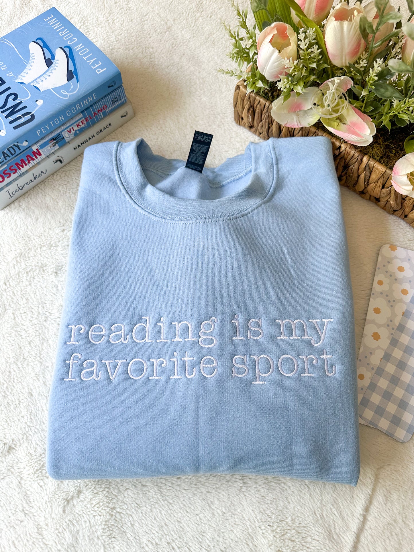 Reading is my favorite sport embroidered Crewneck sweatshirt