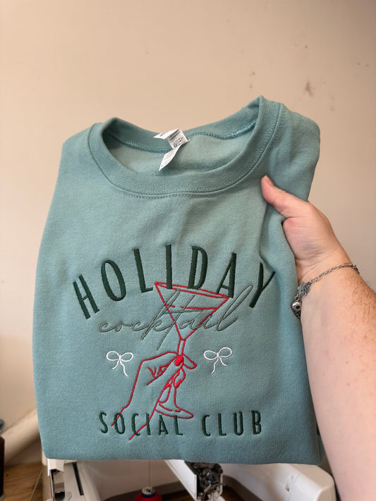 Holiday Cocktail Social Club Embroidered Crewneck Sweatshirt