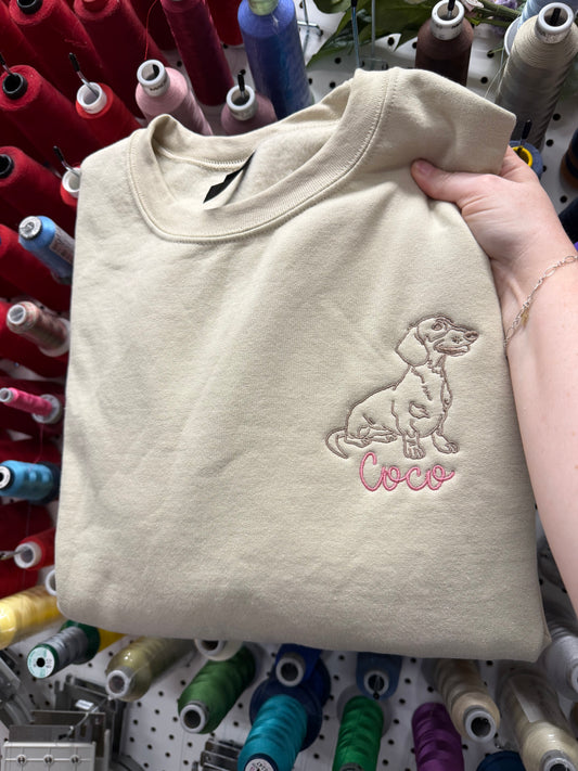 Custom Embroidered Dachshund Crewneck Sweatshirt