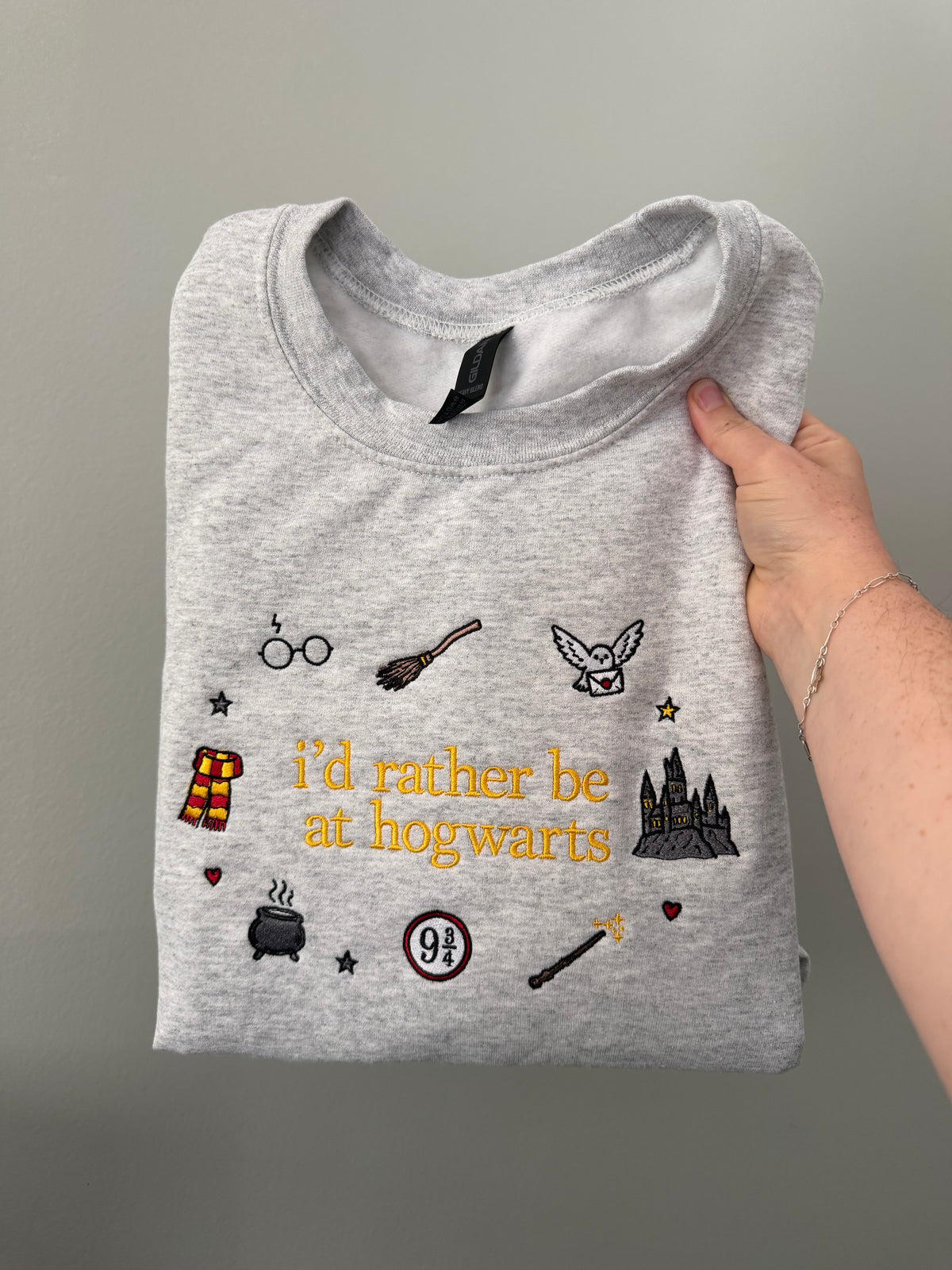 i'd rather be in hogwarts embroidered crewneck