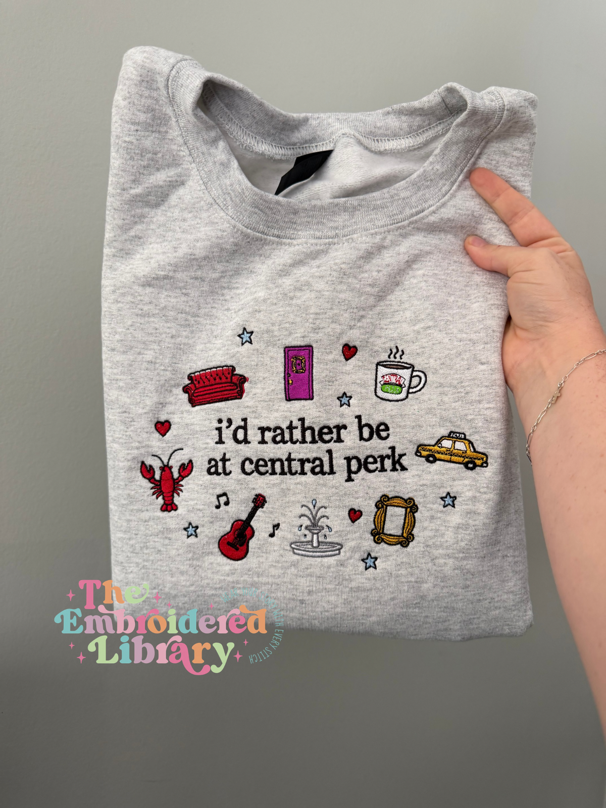 i'd rather be at central perk embroidered crewneck