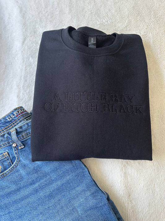 A Little Ray Of Pitch Black Embroidered Crewneck Sweatshirt