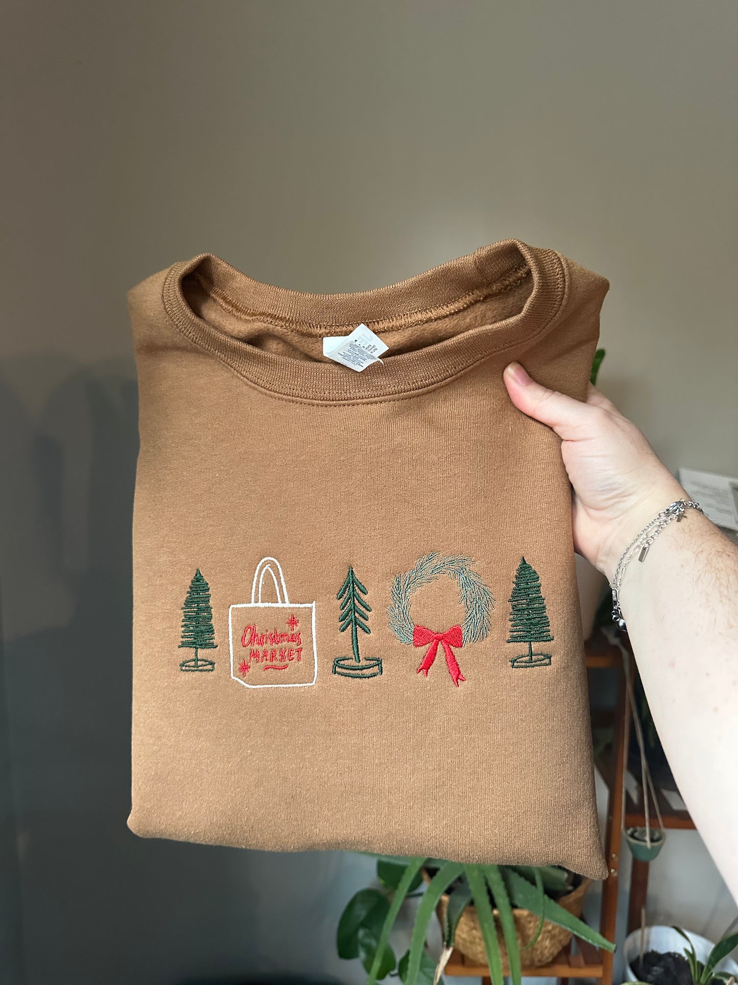 Christmas Market Embroidered Crewneck Sweatshirt