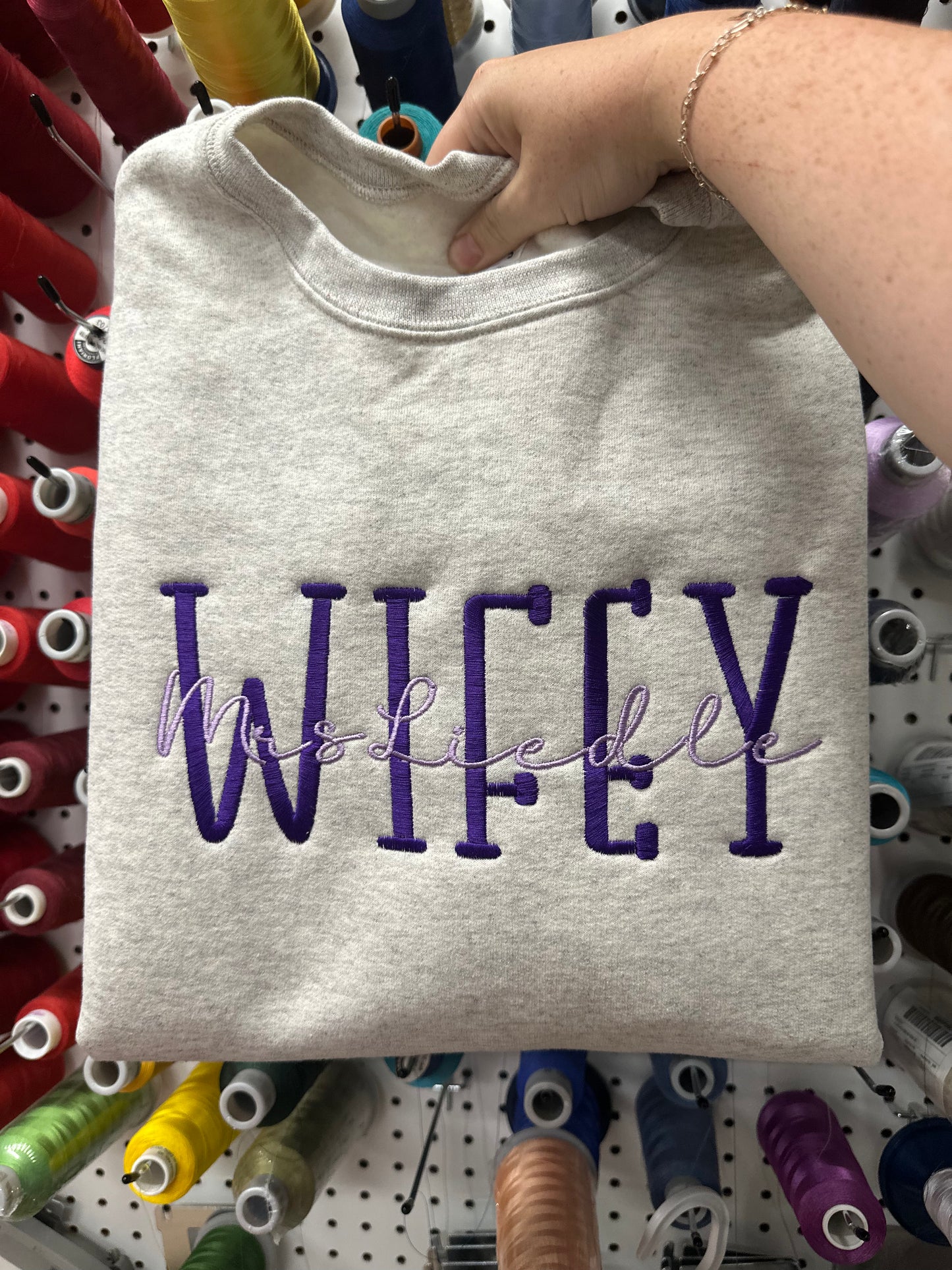 Wifey Two Layered Embroidered Crewneck - Customizable!