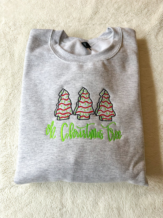 Oh, Christmas Tree Embroidered Crewneck Sweatshirt