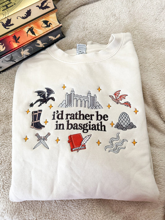 i'd rather be in basgiath embroidered crewneck **dragon on the right will be GOLD!** I will update the photo as soon as I have a new one