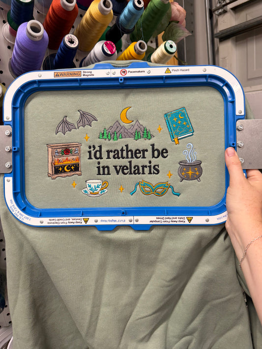 i'd rather be in velaris embroidered crewneck