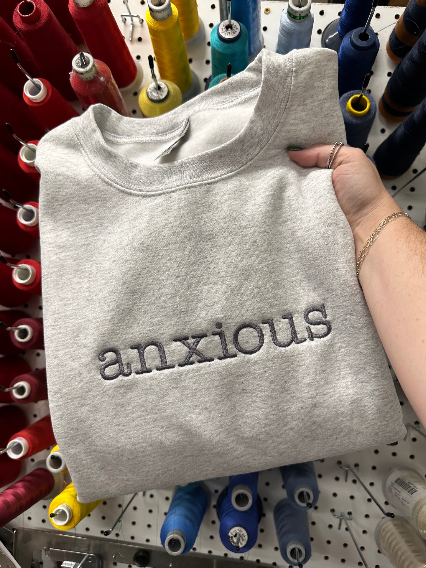 Anxious Embroidered Crewneck